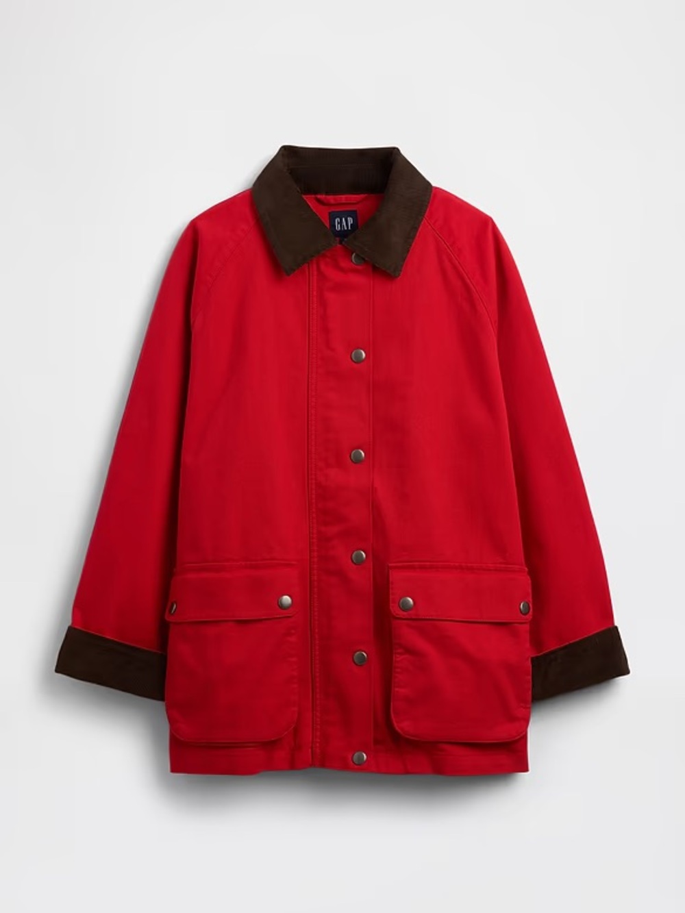 GAP Red Chore Jacket with Brown Collar